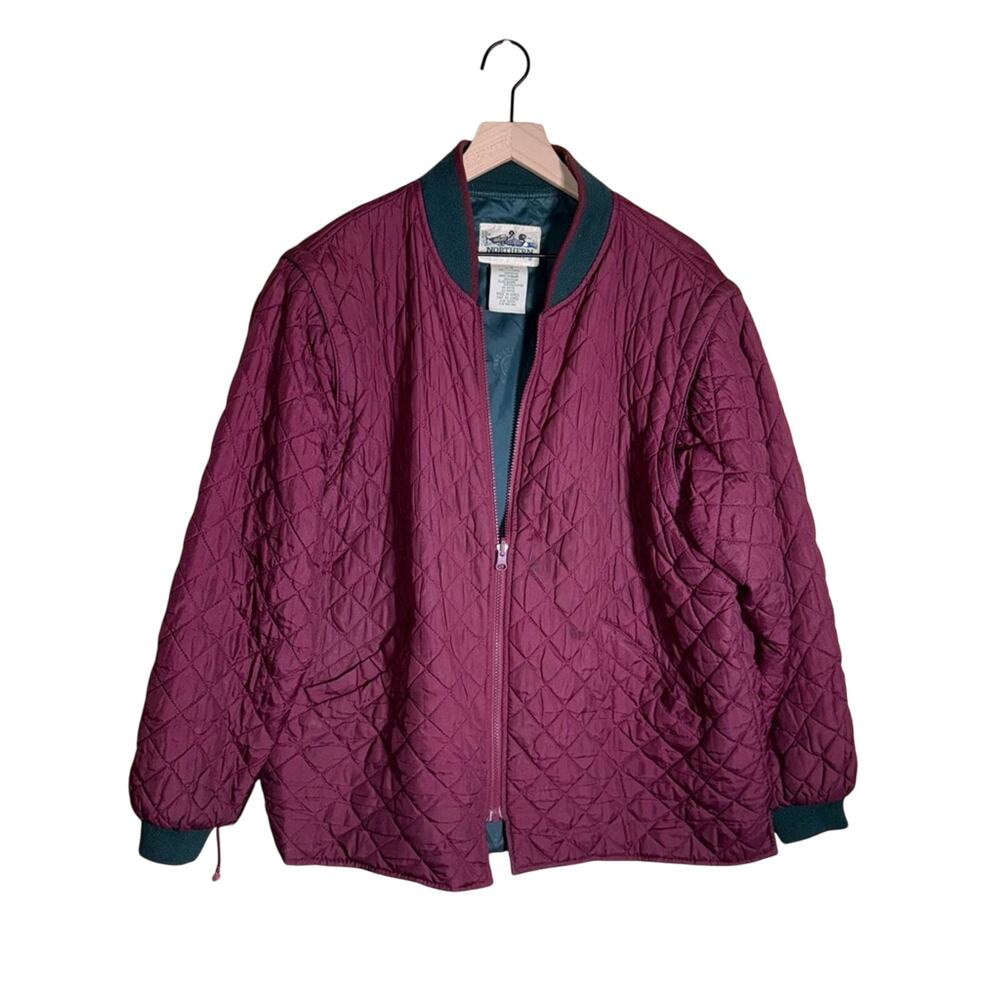 VINTAGE NORTHERN REFLECTIONS quilter Merlot fall cold weather bomber jacket L